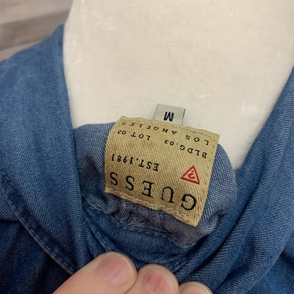 GUESS |  Button Down Cold Shoulder Chambray Dress - Picture 6 of 7